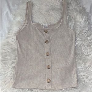 Tan tank top with brown buttons